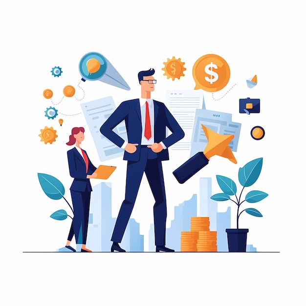 Concept d'illustration d'entreprise Illustration plate isolée sur fond blanc