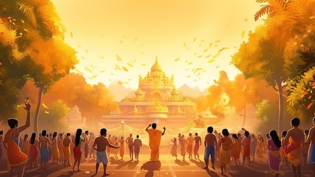 concept d'illustration de Happy Thaipusam ou Thaipoosam saluant avec célébration