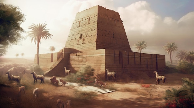Concept d'illustration historique de Babylone Fondation architecturale de l'UNESCO Patrimoine archéologique de