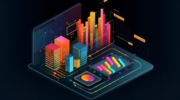 Le concept d'infographie isométrique du service d'analyse de données illustration colorée