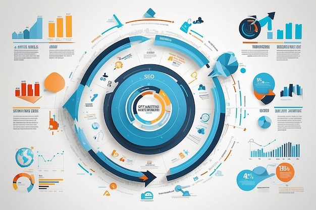 Le concept d'infographie Spotlight des moteurs de recherche pour le succès du référencement