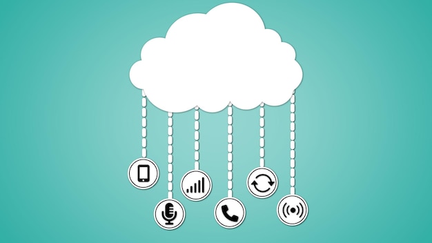 Concept d'informatique en nuage avec des icônes sur un fond coloré