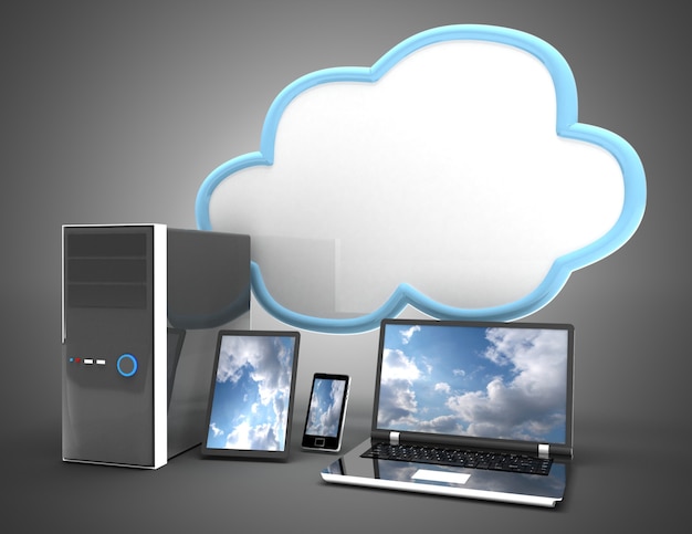 Concept d'informatique en nuage. illustration 3D