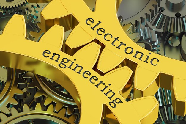 Concept d'ingénierie électronique sur le rendu 3D des engrenages