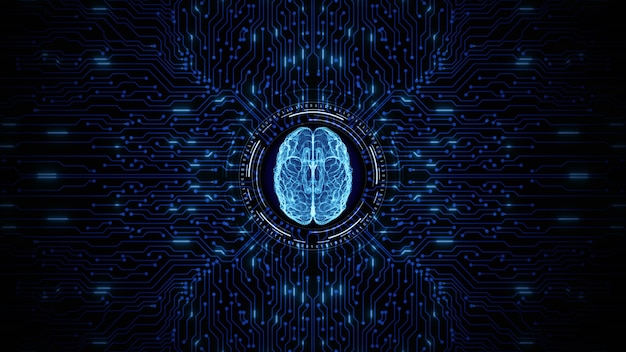 Concept d'intelligence artificielle Carte de circuit imprimé du cerveau