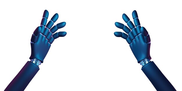 Concept d'intelligence artificielle Rendu 3d de la main du robot Connexion technique entre la vie et la machine