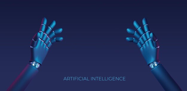 Concept d'intelligence artificielle Rendu 3d de la main du robot Connexion technique entre la vie et la machine