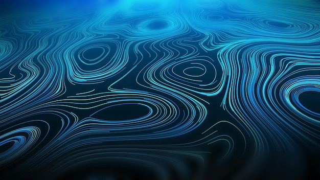 Concept d'intelligence artificielle Visualisation de grandes données Vague de technologie cybernétique Rendre en 3D