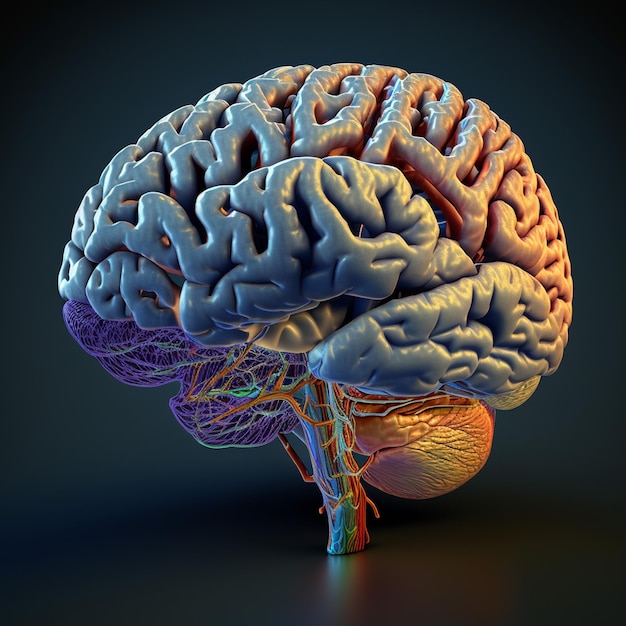 Concept d'intelligence humaine avec cerveau humain sur fond bleu