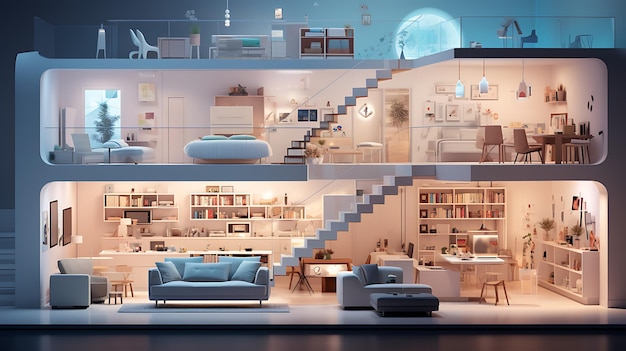 Photo concept de l'internet des objets d'une maison intelligente avec divers appareils connectés