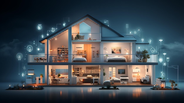 concept de l'Internet des objets d'une maison intelligente avec divers appareils connectés