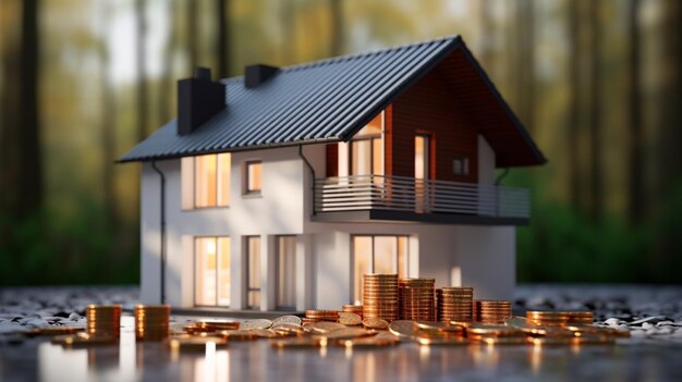 Photo le concept d'investissement immobilier est l'argent.