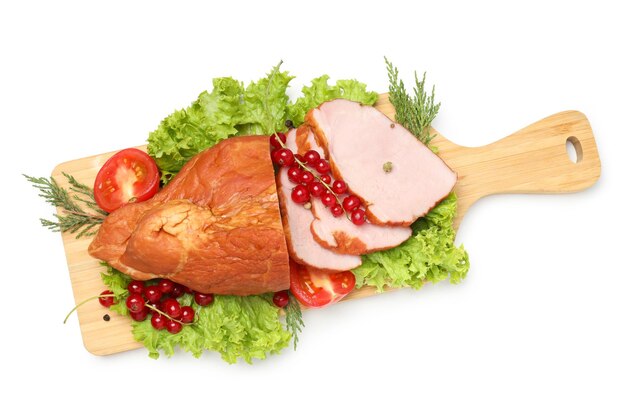 Concept de jambon de nourriture savoureuse isolé sur fond blanc