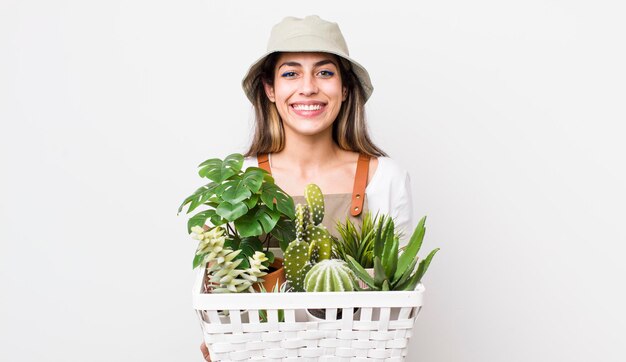 Concept de jardinage de jolie femme jeune adulte