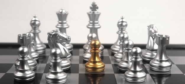 Concept de jeu d'échecs d'idées commerciales et de concurrence et de stratégie et finance de l'argent