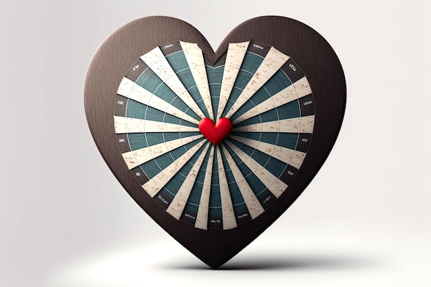 Concept de jeu de fléchettes en forme de coeur de cible pour l'amour AI générative