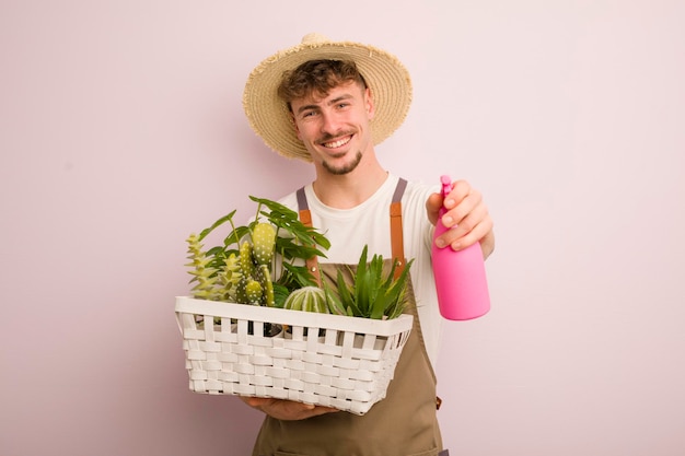 Concept de jeune agriculteur caucasien