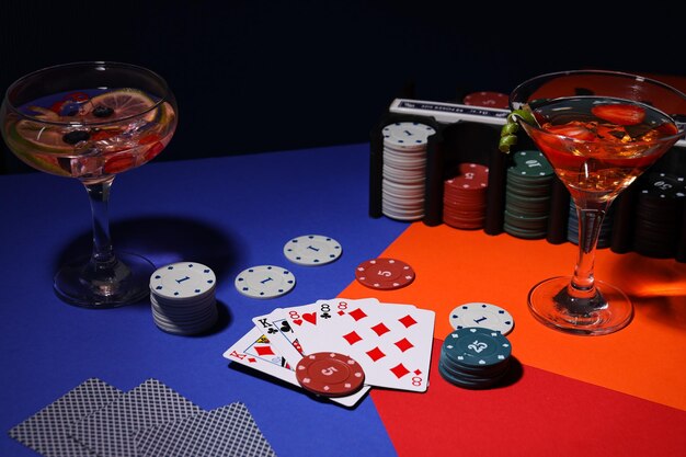 Photo concept de jeux de hasard accessoires de jeu de poker pour le poker