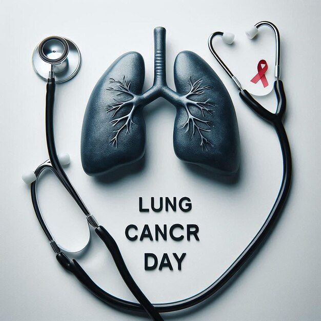 Photo le concept de la journée du cancer du poumon avec un stéthoscope