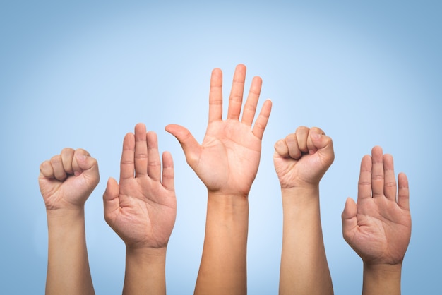 Concept de la Journée internationale des droits de l&#39;homme, lever la main levée