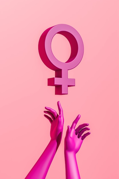 Concept de la Journée internationale de la femme avec symbole et mains