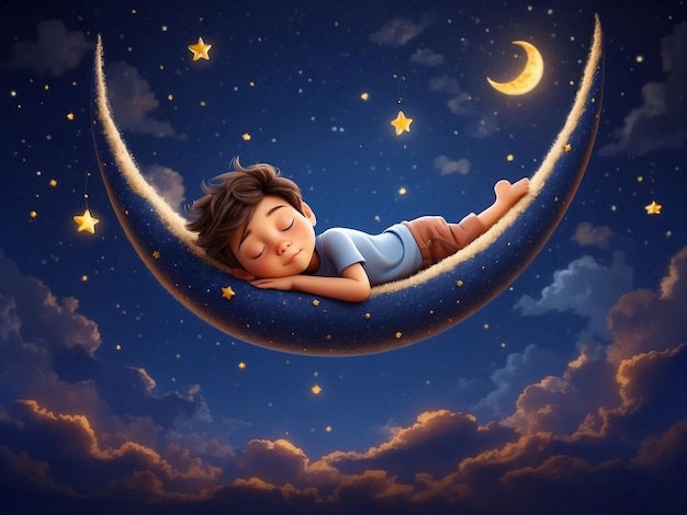 Le concept de la Journée mondiale du sommeil, un mignon adolescent ou un pré-adolescent plongeant dans un doux sommeil.