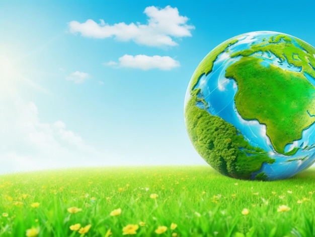 Le concept de la journée mondiale de l'environnement et de la terre avec la nature du globe et un environnement respectueux de l'écologie