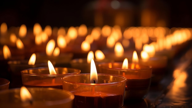 Concept de la journée mondiale de la religion beaucoup de bougies allumées