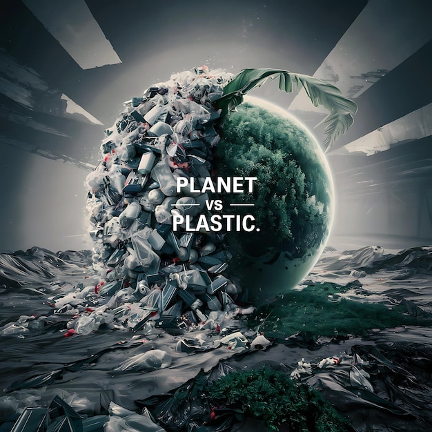 Le concept de la journée de la Terre du globe vert Planète contre plastique Jour de la Terre 2024