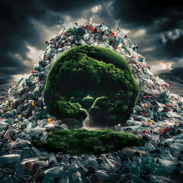 Le concept de la journée de la Terre du globe vert Planète contre plastique Jour de la Terre 2024