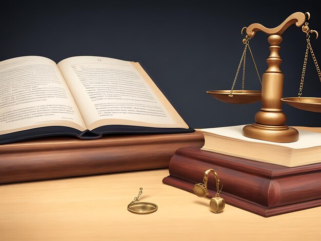 Concept de jugement juridique avec Court Hammer et Books