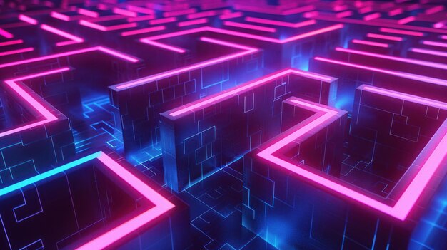 Un concept de labyrinthe 3D au néon futuriste