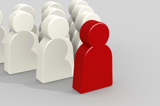 Concept de leadership avec des marionnettes rouges devant