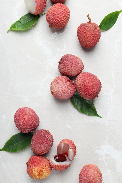 Concept de litchi de nourriture exotique fraîche et mûre