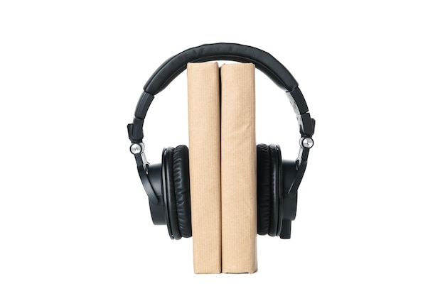 Concept de livre audio isolé sur fond blanc