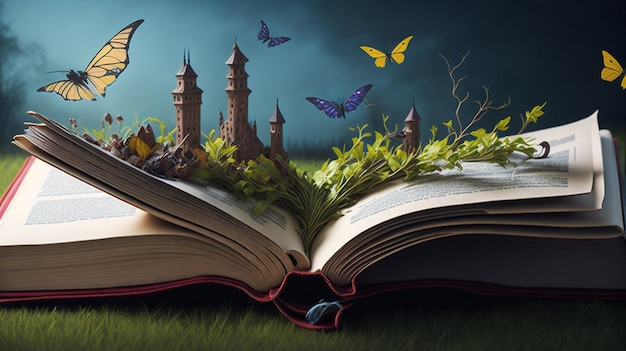 Photo concept de livre ouvert pour la narration de contes de fées et de fiction