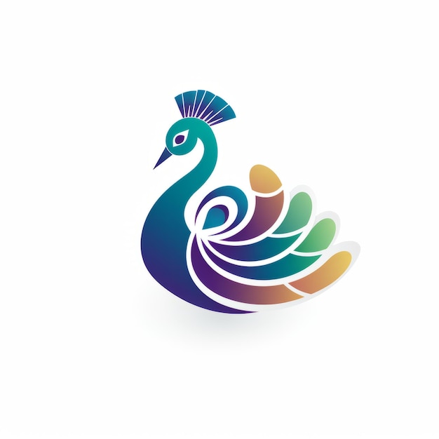 Le concept de logo du symbole du paon en palette de couleurs réalistes