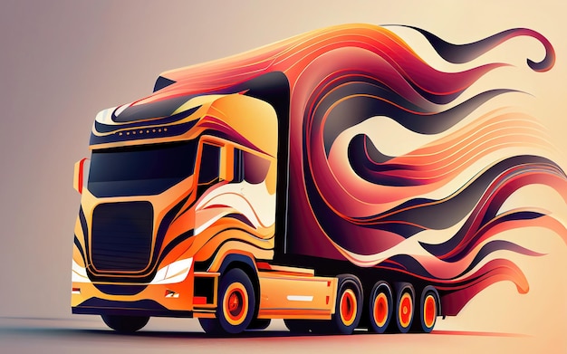 Un concept de logo de silhouette de camion de camion de style vectoriel réalisé avec l'IA générative