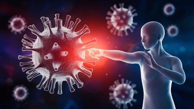 Photo concept de lutte et d'immunité défensive contre le virus