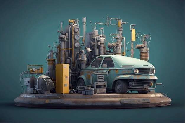 Photo concept de machine à moteur industriel, art 3d