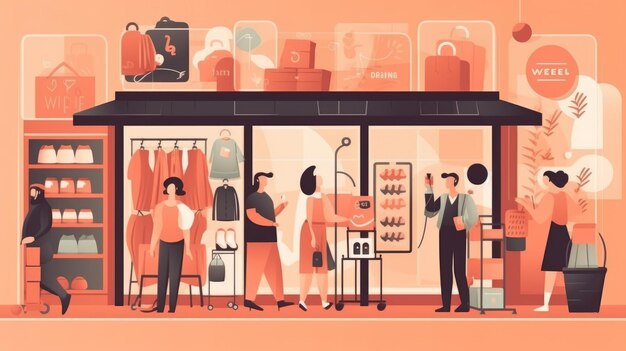 Concept de magasinage en ligne Une femme choisit et achète des produits dans la boutique d'applications mobiles en ligne Generative AI