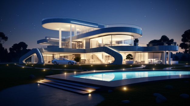 concept de maison futuriste moderne