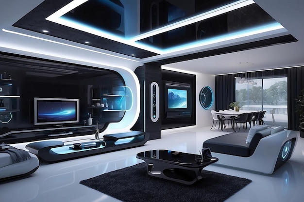 Concept de maison intelligente futuriste