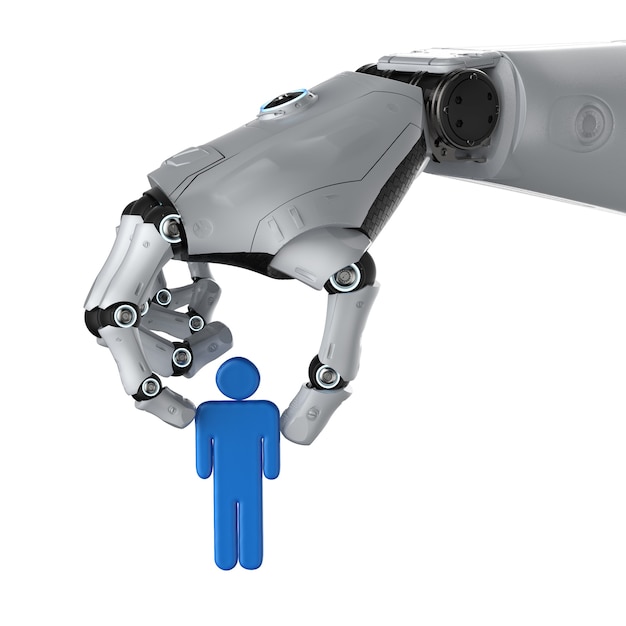 Concept de manipulation d'intelligence artificielle avec l'homme de maintien de robot