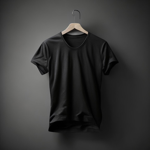 Concept de maquette de t-shirts noirs photo gratuite avec espace de copie sur fond gris