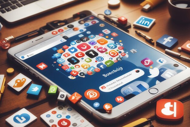 Photo concept de marketing par les médias sociaux pour le marketing avec des applications