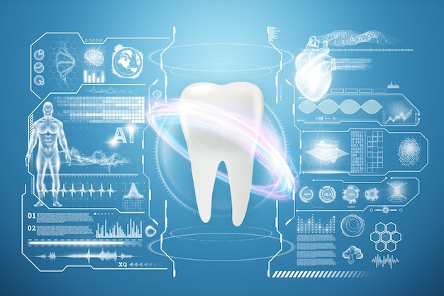 Concept de médecine, nouvelles technologies, soins bucco-dentaires, prothèses dentaires