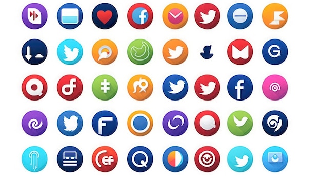 Le concept de médias sociaux avec de nombreuses applications colorées