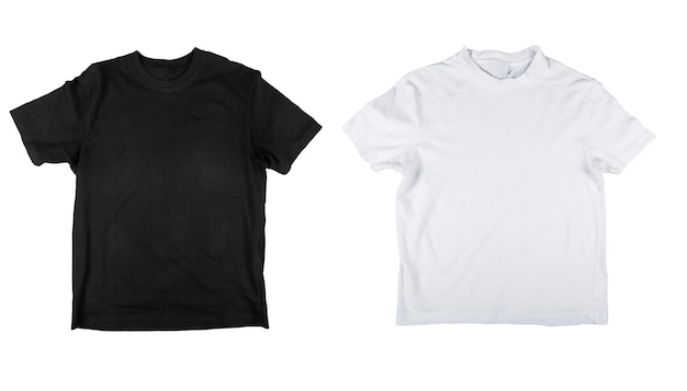 Concept de mode de conception de t-shirt, t-shirt noir et blanc vierge,