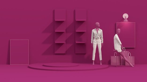 Concept de mode de vie Mannequins avec espace pour les publicités promotionnelles sur les ventes et les podiums